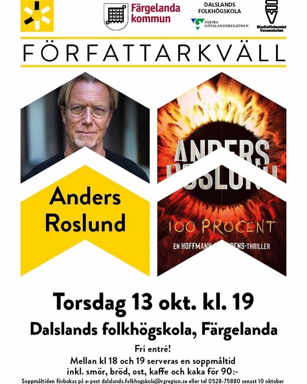 Evenemangsaffisch: Författarkväll med Anders Roslund
