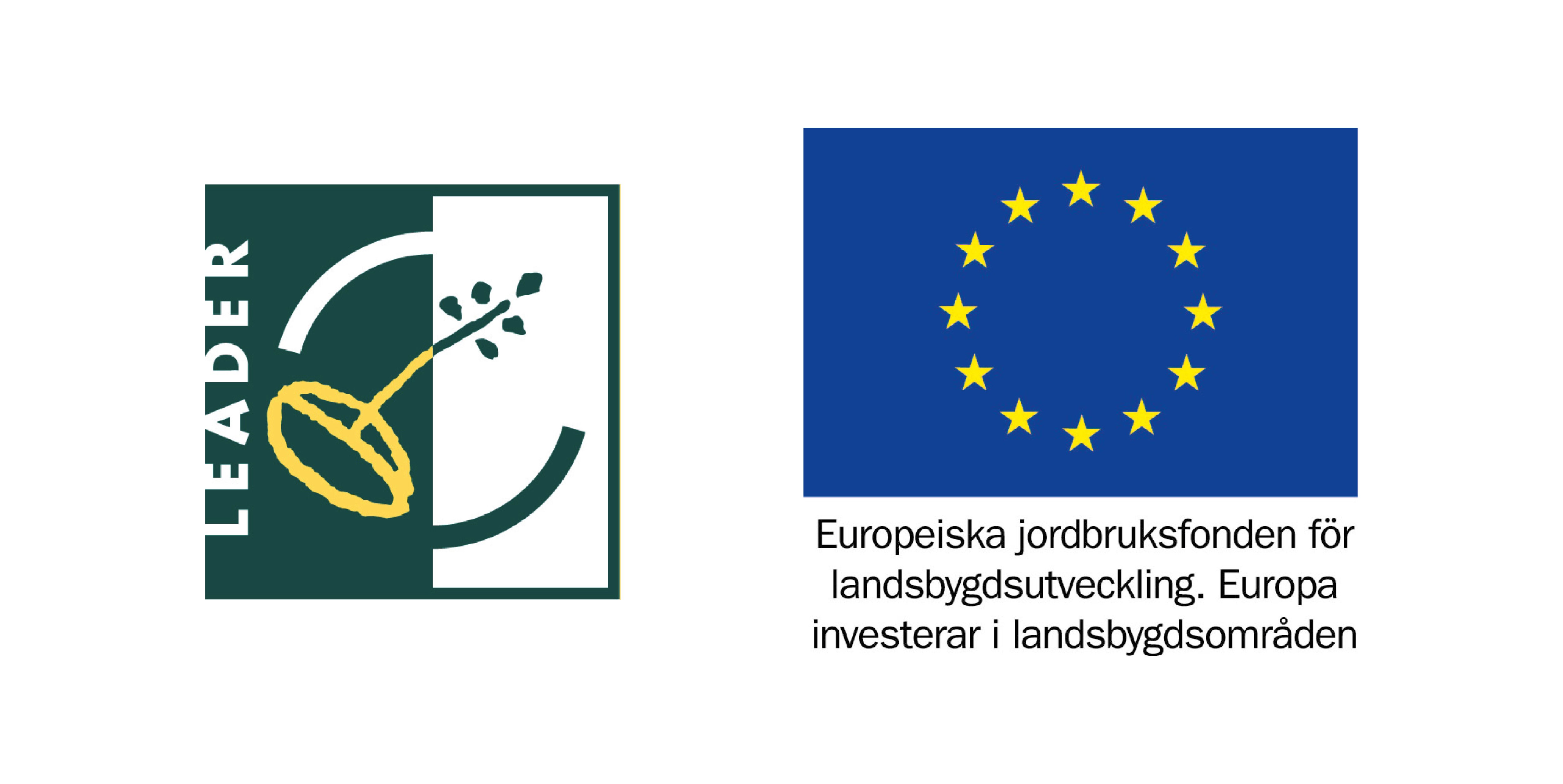 Logotyper för Europeiska Jordbruksfonden för landsbygdsutveckling och LEADER.