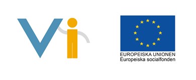 Logotyper för Vi-projektet och Europeiska socialfonden