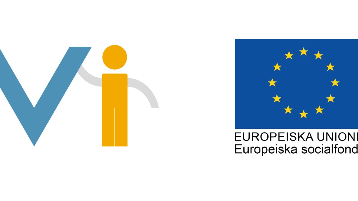 Logotyper för Vi-projektet och Europeiska socialfonden