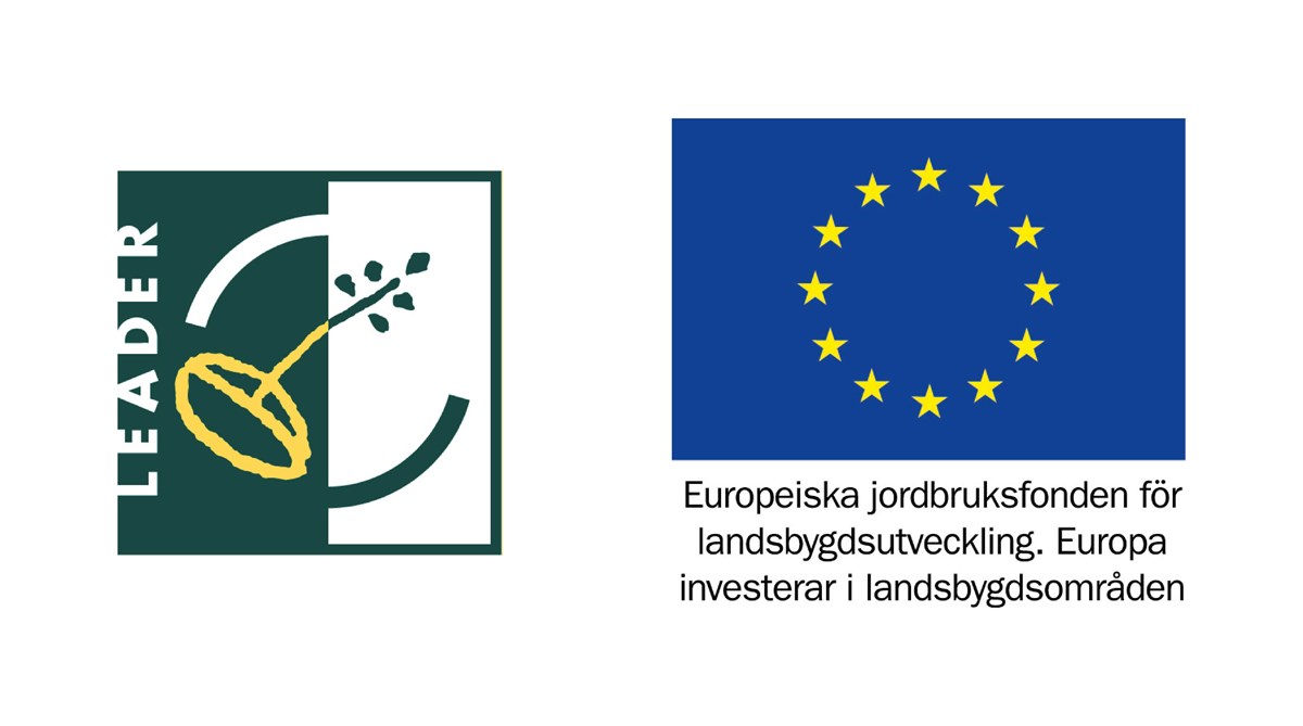 Logotyper för Leader och Europeiska jordbruksfonden för landsbygdsutveckling.
